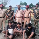 ਬੀਐਸਐਫ ਅਤੇ ਪੰਜਾਬ ਪੁਲੀਸ ਵੱਲੋਂ ਤਸਕਰੀ ਦੇ ਦੋਸ਼ ਹੇਠ ਅਸਲੇ ਤੇ ਹੈਰੋਇਨ ਸਣੇ ਤਿੰਨ ਗ੍ਰਿਫ਼ਤਾਰ