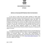 Canada: ਕੈਨੇਡਾ ’ਚ ਰਹਿ ਰਹੇ ਭਾਰਤੀਆਂ ਲਈ ਐਡਵਾਈਜ਼ਰੀ ਜਾਰੀ