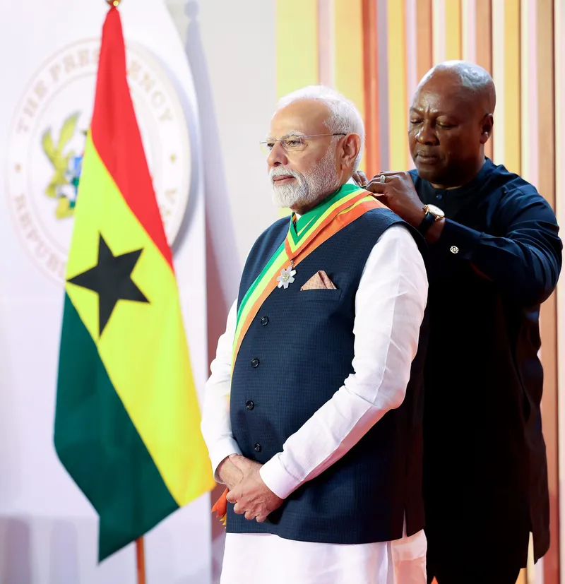 ਪ੍ਰਧਾਨ ਮੰਤਰੀ ਮੋਦੀ ਦਾ ਘਾਨਾ ਦੇ ਕੌਮੀ ਪੁਰਸਕਾਰ ਨਾਲ ਸਨਮਾਨ