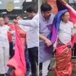 ਭਾਜਪਾ ਵਰਕਰਾਂ ਨੇ ਕਾਂਗਰਸੀ ਅਹੁਦੇਦਾਰ ਨੂੰ ਜਬਰੀ ਸਾੜ੍ਹੀ ਪੁਆਈ