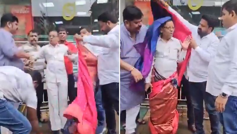 ਭਾਜਪਾ ਵਰਕਰਾਂ ਨੇ ਕਾਂਗਰਸੀ ਅਹੁਦੇਦਾਰ ਨੂੰ ਜਬਰੀ ਸਾੜ੍ਹੀ ਪੁਆਈ