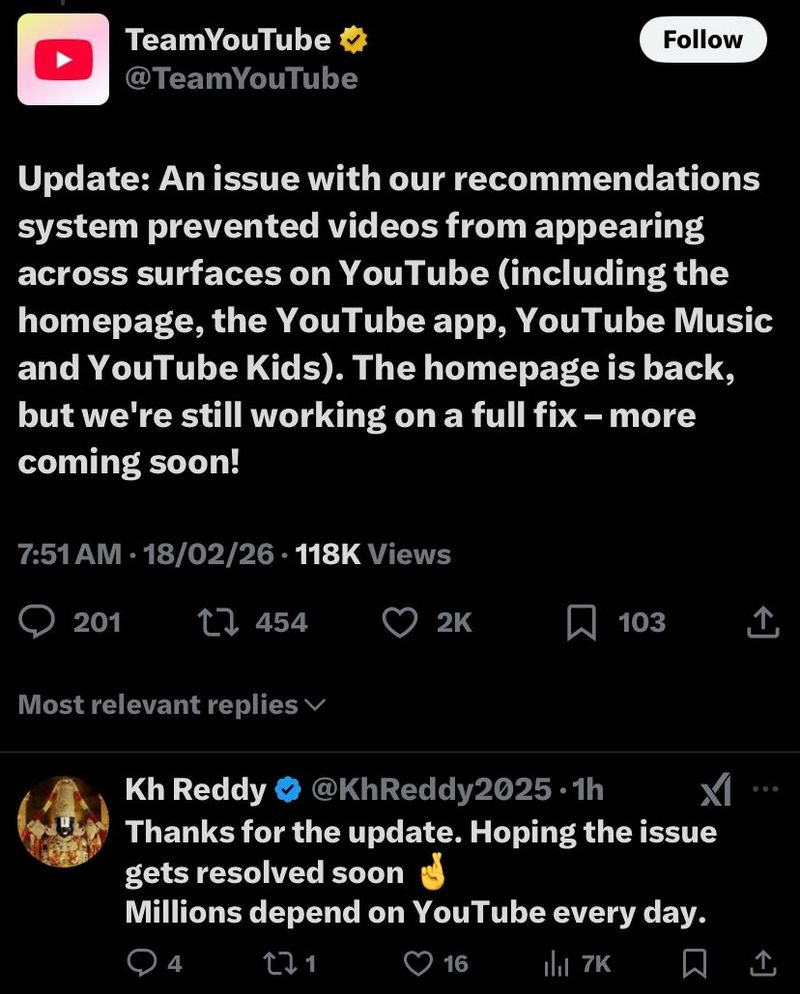 YouTube ਹੋਇਆ ਡਾਊਨ: ਦੁਨੀਆ ਭਰ ਵਿੱਚ ਉਪਭੋਗਤਾਵਾਂ ਨੂੰ ਦਿਖ ਰਿਹਾ ‘ Something Went Wrong’ ਦਾ ਸੰਦੇਸ਼