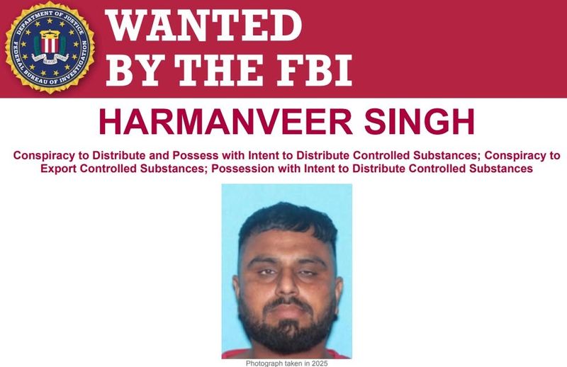 FBI ਵੱਲੋਂ ਨਸ਼ਾ ਤਸਕਰੀ ਮਾਮਲੇ ਵਿੱਚ ਭਾਰਤੀ ਨਾਗਰਿਕ ਹਰਮਨਵੀਰ ਸਿੰਘ ਗ੍ਰਿਫ਼ਤਾਰ
