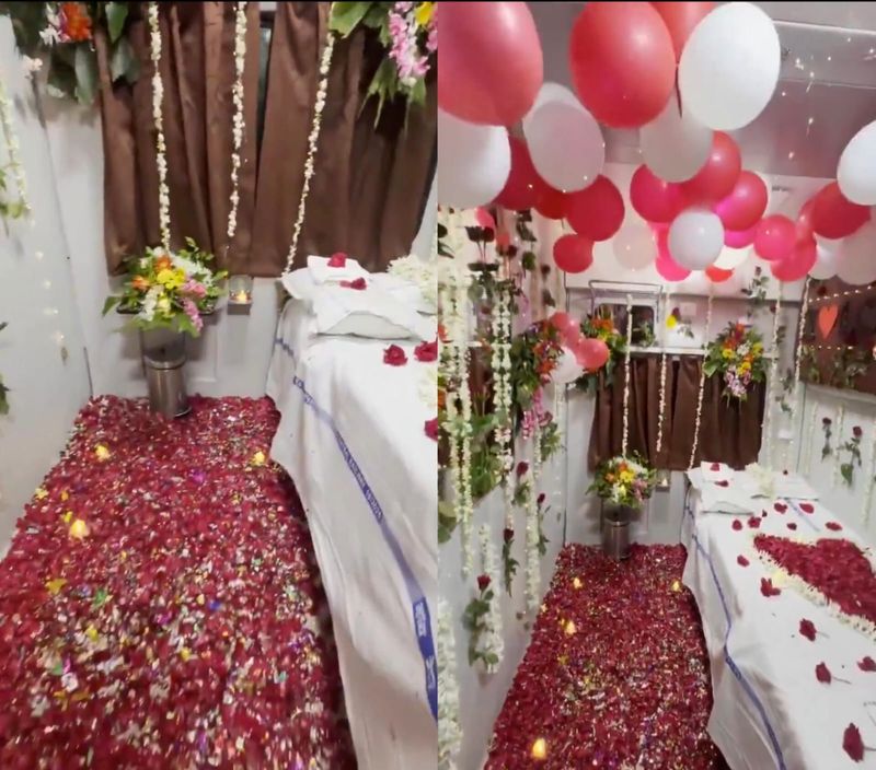 ਰੇਲ ਦਾ AC ਕੈਬਿਨ ਬਣਿਆ ‘ਹਨੀਮੂਨ ਰੂਮ’; ਫੁੱਲਾਂ ਤੇ ਗੁਬਾਰਿਆਂ ਨਾਲ ਸਜਾਵਟ ਦੀ ਵੀਡੀਓ ਵਾਇਰਲ ਹੋਣ ‘ਤੇ ਅਧਿਕਾਰੀ ਮੁਅੱਤਲ